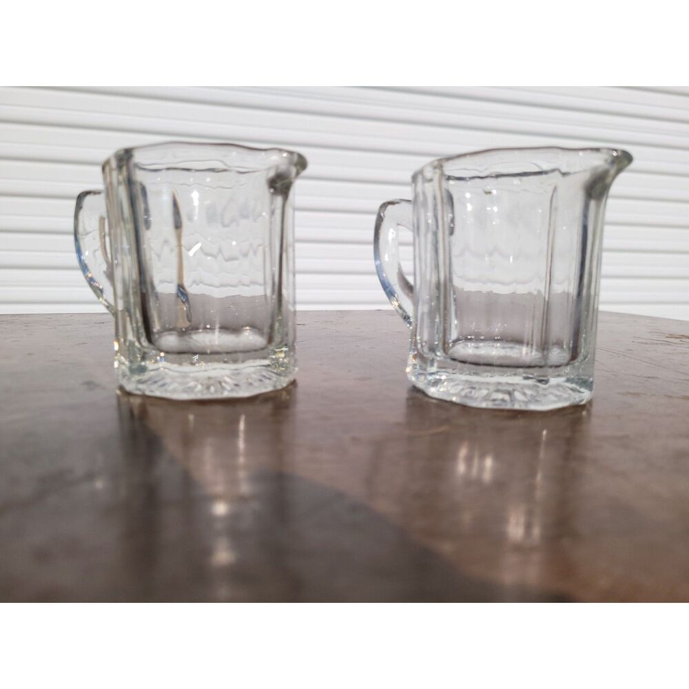Vintage Clear Pressed Glass Mini Creamer Pitchers - Set of 2 Individual Restaura